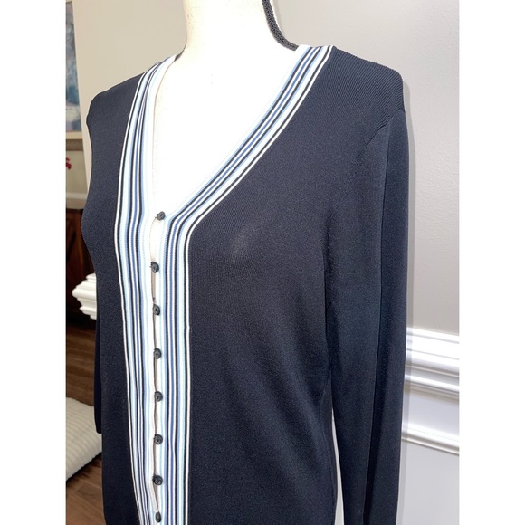 Women’s Willi Smith Black Striped Button Down Sweater 💙 - Picture 8 of 17